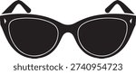 A stylized vector illustration of cat eye sunglasses with a white outline on a black background