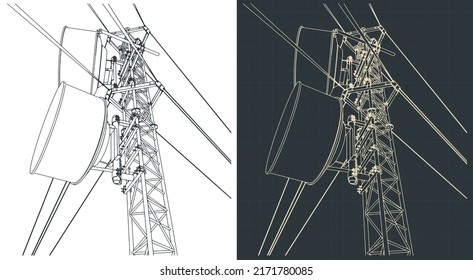 Stylized vector illustration of cellular network base station