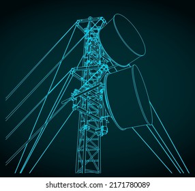 Stylized vector illustration of cellular network base station