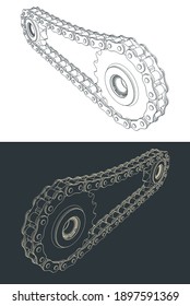 Stylized Vector Illustration Of Chain Drive