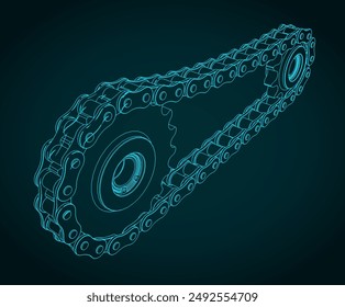 Stylized vector illustration of chain drive