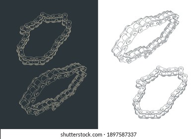 Stylized vector illustration of a chain for a chain transmission