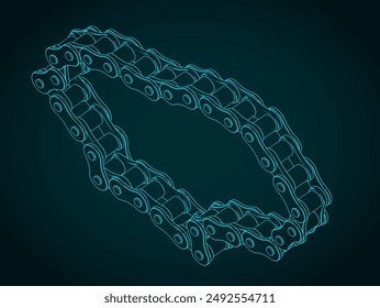 Stylized vector illustration of a chain for a chain transmission