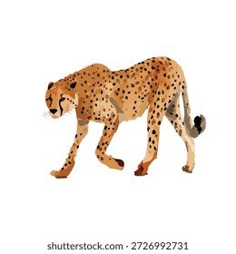 Stylized vector illustration of a cheetah walking, perfect for wildlife, safari, or nature-themed designs.