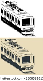 Stylized vector illustration of a city ​​train close up