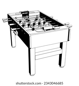 Stylized vector illustration of a classic foosball table