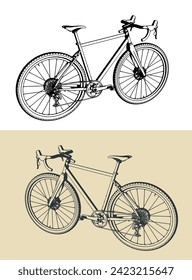 Ilustración vectorial estilizada de una bicicleta de carretera clásica