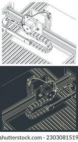 Stylized vector illustration of CNC router close-up