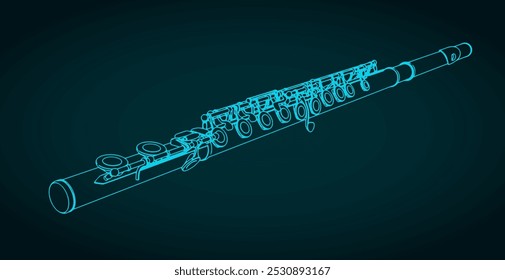 Stylized vector illustration of a concert flute