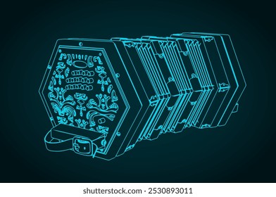 Stylized vector illustration of a concertina instrument