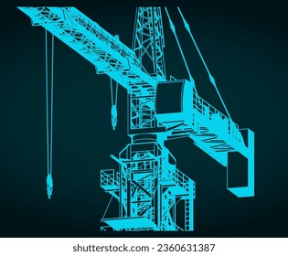 Stylized vector illustration of construction crane close-up