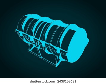 Stylized vector illustration of container with life raft