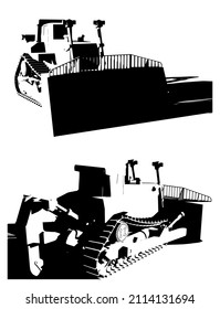Stilvolle Vektorgrafik der Plakatvorlage für Crawler-Bulldozer