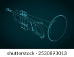 Stylized vector illustration of a crookless trumpet