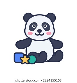 A stylized vector illustration of a cute plush panda bear.