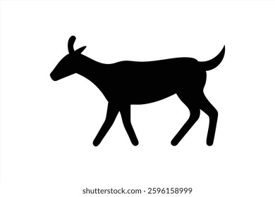 A stylized vector illustration depicts a goat walking gracefully. The silhouette captures the animals distinct features. This design emphasizes simplicity and elegance.