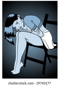 stylized vector illustration of a depressed girl...for more pinups see my port!!!