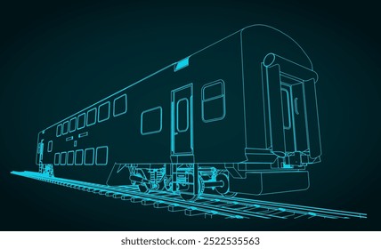 Stilisierte Vektorgrafik eines Doppelstockzugwagens