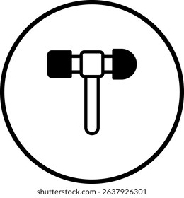 Stylized Vector Illustration of a Double-Sided Mallet or Hammer Icon in a Circle