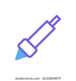 Ilustração vetorial estilizada de uma ferramenta de desenho com cores vibrantes azul e violeta