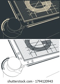 Stylized vector illustration of a Drawing Board close-up