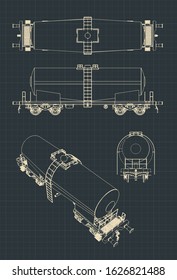 Stylized Vector illustration of a drawing of Tank wagon 