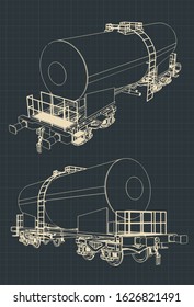 Stylized Vector illustration of a drawing of Tank wagon 