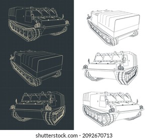 Stylized vector illustration of drawings of all-terrain vehicle