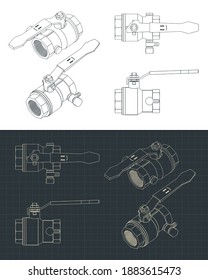 Stylized vector illustration of drawings of the ball valve