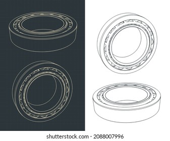 Stylized vector illustration of drawings of bearings