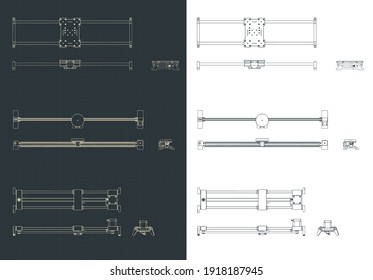 Stylized vector illustration of drawings of camera sliders