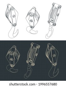 Stylized vector illustration of drawings of a crane hook