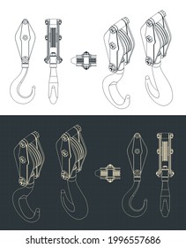 Stylized vector illustration of drawings of a crane hook