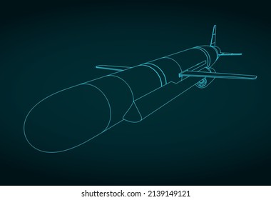 Stilvolle Vektorgrafik von Zeichnungen von Marschflugkörpern
