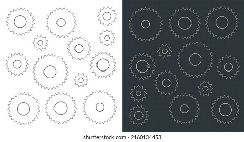 Ilustración vectorial estilizada de dibujos de diferentes hitos