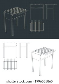 Stylized vector illustration of drawings of grill and barbecue