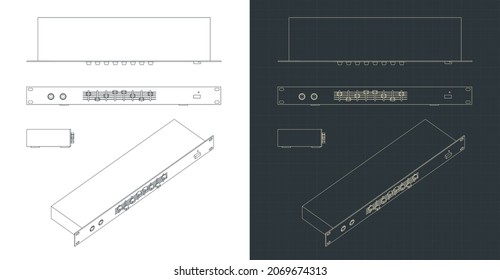 Stylized vector illustration of drawings of MIDI switch