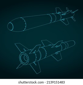 Stilvolle Vektorgrafik von Zeichnungen von Flugkörpern