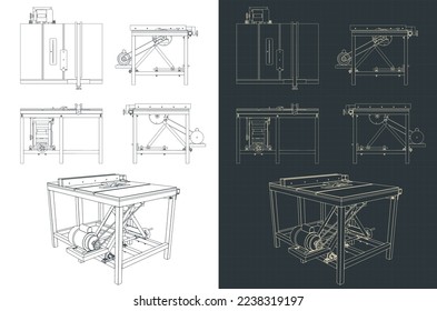 Ilustración vectorial estilizada de dibujos de sierra profesional de mesa