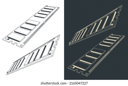 Stilvolle Vektorgrafik von Zeichnungen des RAM-Moduls