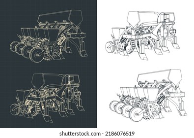 Stylized Vector Illustration Of Drawings Of Seed Planter