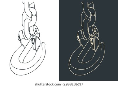 Stylized vector illustration of drawings of slip hook grade