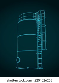 Stilvolle Vektorgrafik von Zeichnungen des Speichertanks