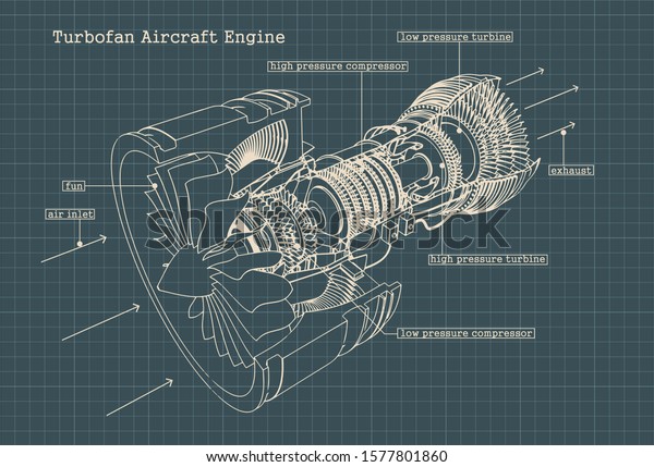 Stylized Vector Illustration Drawings Turbofan Engine Stock Vector ...