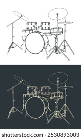 Stilisierte Vektorgrafik eines Drum-Kits