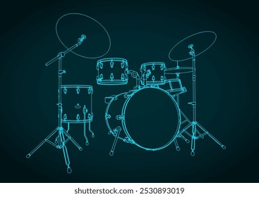 Stilisierte Vektorgrafik eines Drum-Kits