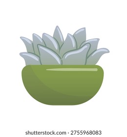 Stylized vector illustration of Echeveria succulent featuring symmetrical rosette shaped leaves in soft pastel green and pink hues, elegant flat design, isolated on a light background.
