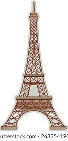 Stylized vector illustration of the Eiffel Tower using clean lines and muted colors, emphasizing architectural elegance and simplicity