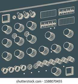 Stylized vector illustration of electronic equipment for repair and diagnostics. Oscilloscope