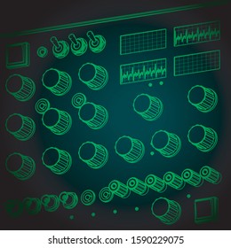 Stylized vector illustration of electronic equipment for repair and diagnostics. Oscilloscope